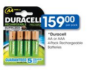 Duracell AA Or AAA 4-Pack Rechargeable Batteries-Per Pack