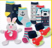 Clicks Baby Socks Or Plush Toy And Sock Sets-Per Set