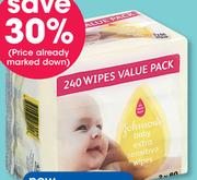 Johnson's 240 Baby Wipes-Per Pack