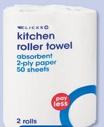 Clicks Kitchen Roller Towel 2 Rolls-Per Pack