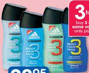 Adidas Men's Hair & Body Wash-250ml Each