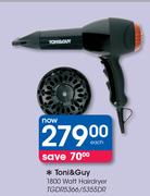 Toni & Guy 1800 Watt Hairdryer TGDR5366/5355DR-Each