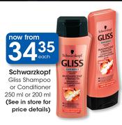 Schwarzkopf Gliss Shampoo Or Conditioner-250ml Or 200ml Each