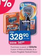 Gillette Fusion 4 Manual Blades & A Fusion Proglide Flexball Razor-Per Offer