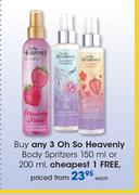 Oh So Heavenly Body Spritzers-150ml Or 200ml Each
