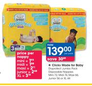 Clicks Made For Baby Dry Protect Jumbo Pack Disposable Nappies-Per Pack