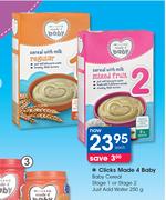 Clicks Made 4 Baby Cereal Stage 1 Or Stage 2 Just Add Water-250g Each