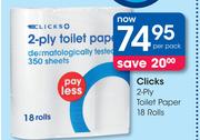 Clicks 2-Ply Toilet Paper 18 Rolls-Per Pack