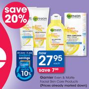 Garnier Even & Matte Facial Skin Care Products-Each