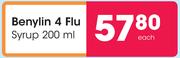 Benylin 4 Flu Syrup-200ml