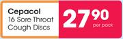 Cepacol 16 Sore Throat Cough Discs-Per Pack