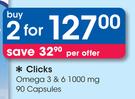 Clicks Omega 3 & 6 1000mg-2x90 Capsules