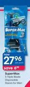 Super-Max 5 Triple Blade Disposable Razor for Men-Per Pack