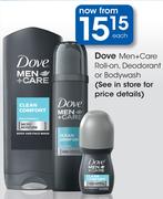 Dove Men+Care Roll-On, Deodorant or Bodywash Each