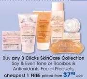 Clicks SkinCare Collection Soy & Even Tone Or Rooibos & Antioxidants Facial Products-Each