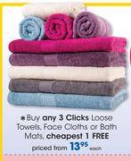 Clicks Loose Towels, Face Cloths Or Bath Mats-Each