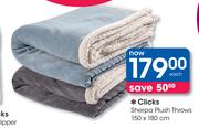 Clicks Sherpa Plush Throws-150x180cm Each