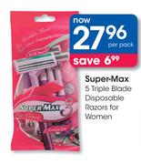 Super-Max 5 Triple Blade Disposable Razors for Women-Per Pack