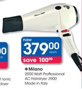 Milano 2000 Watt Professional AC Hairdryer 3900.