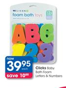 Clicks Baby Bath Foam Letters & Numbers-Each