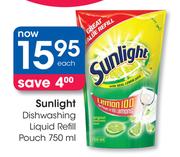Sunlight Dishwashing Liquid Refill Pouch-750ml.