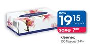 Kleenex 100 Tissues 3-Ply-Per Pack