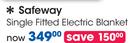 Safeway Single Fitted Electric Blanket-Each