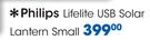 Philips Lifelite USB Solar Small Lantern-Each