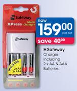 Safeway Charger Including 2xAA & AAA Batteries-Per Set