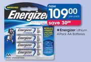 Energizer Lithium 4-Pack AA Batteries-Per Pack