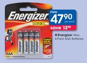 Energizer Max 4-Pack AAA Batteries-Per Pack