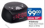 Safeway Black Or White Radio Alarm Clock 