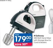 Safeway 200 Watt Hand Mixer with Storage Bowl for Cord & Beaters Each