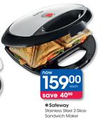 Safeway Stainless Steel 2-Slice Sandwich Maker