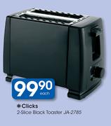 Clicks 2-Slice Black Toaster JA-2785
