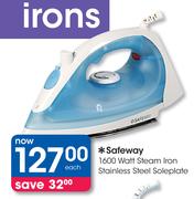 Safeway 1600 Watt Steam Iron Stainless Steel Soleplate