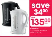 Safeway 1.7Ltr Cordless Kettle White or Black Each