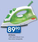 Clicks 1400 Watt Steam Iron Non-Stick Soleplate