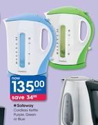 Safeway Cordless Kettle Purple, Green or Blue Each