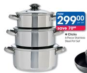Clicks 6-Piece Stainless Steel Pot Set-Per Set
