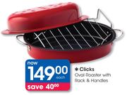 Clicks Oval Roaster With Rack & Handles-Each