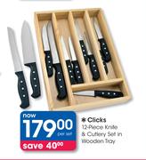Clicks 12-Piece Knife & Cutlery Set In Wooden Tray-Per Set