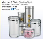 Clicks Stainless Steel Glass Dot Or Acrylic Canisters-Each