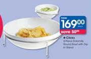 Clicks 2-Piece Dolomite Round Bowl With Dip In Stand-Each