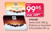 Nestle Swiss Dark 385g, Pralines Or Assorted Chocolates 375g-Per Pack