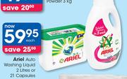 Ariel Auto Washing Liquid 2Ltr Or 21 Capsules-Each