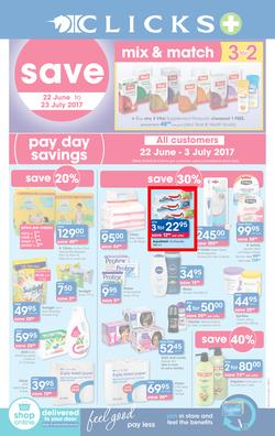 Clicks : Pay Day Savings (22 June - 23 July 2017), page 1