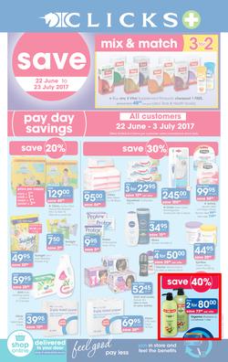 Clicks : Pay Day Savings (22 June - 23 July 2017), page 1