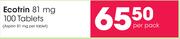 Ecotrin 81 mg 100 Tablets-Per Pack