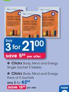 Clicks Body, Mind & Energy Single Sachet 5 Tablets-For 3